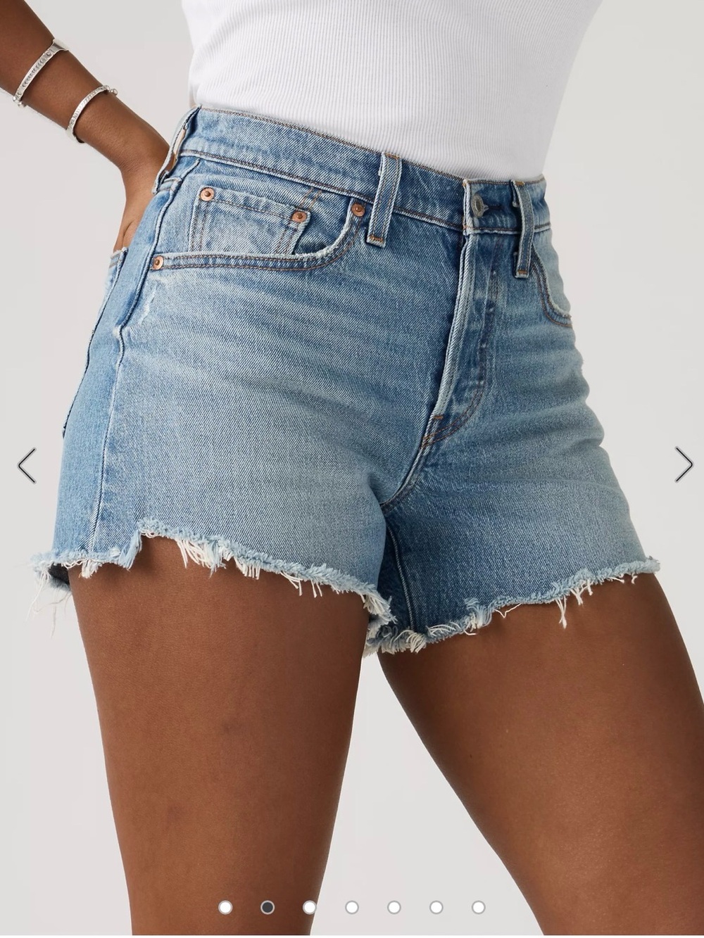 Levi's Original 501 Light Blue Denim Frayed Hem Cutoff Shorts - Women's